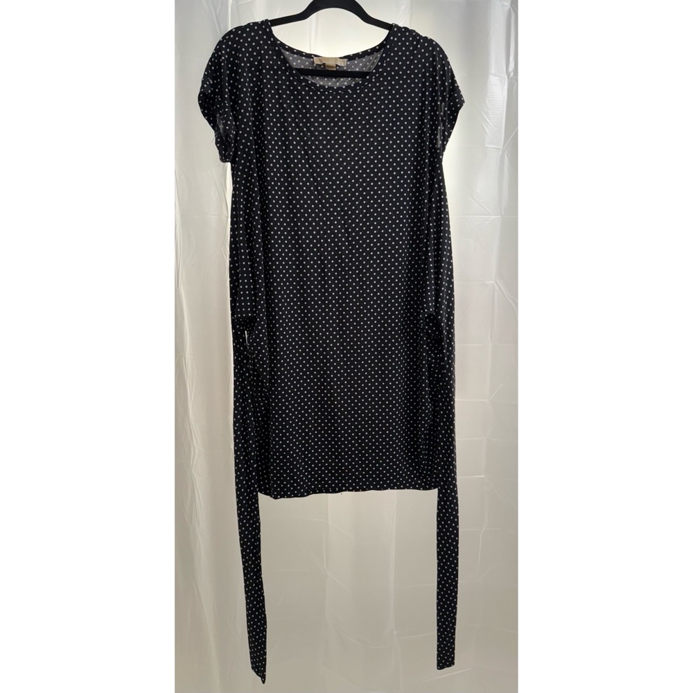 Michael Kors Polka Dot Black Wrap Tie Dress